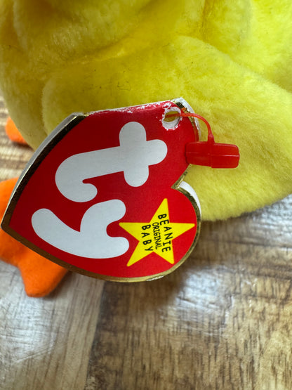 Original Collector PVC 1994 Hang / 1993 Tush Ty Beanie Baby Quackers The Duck
