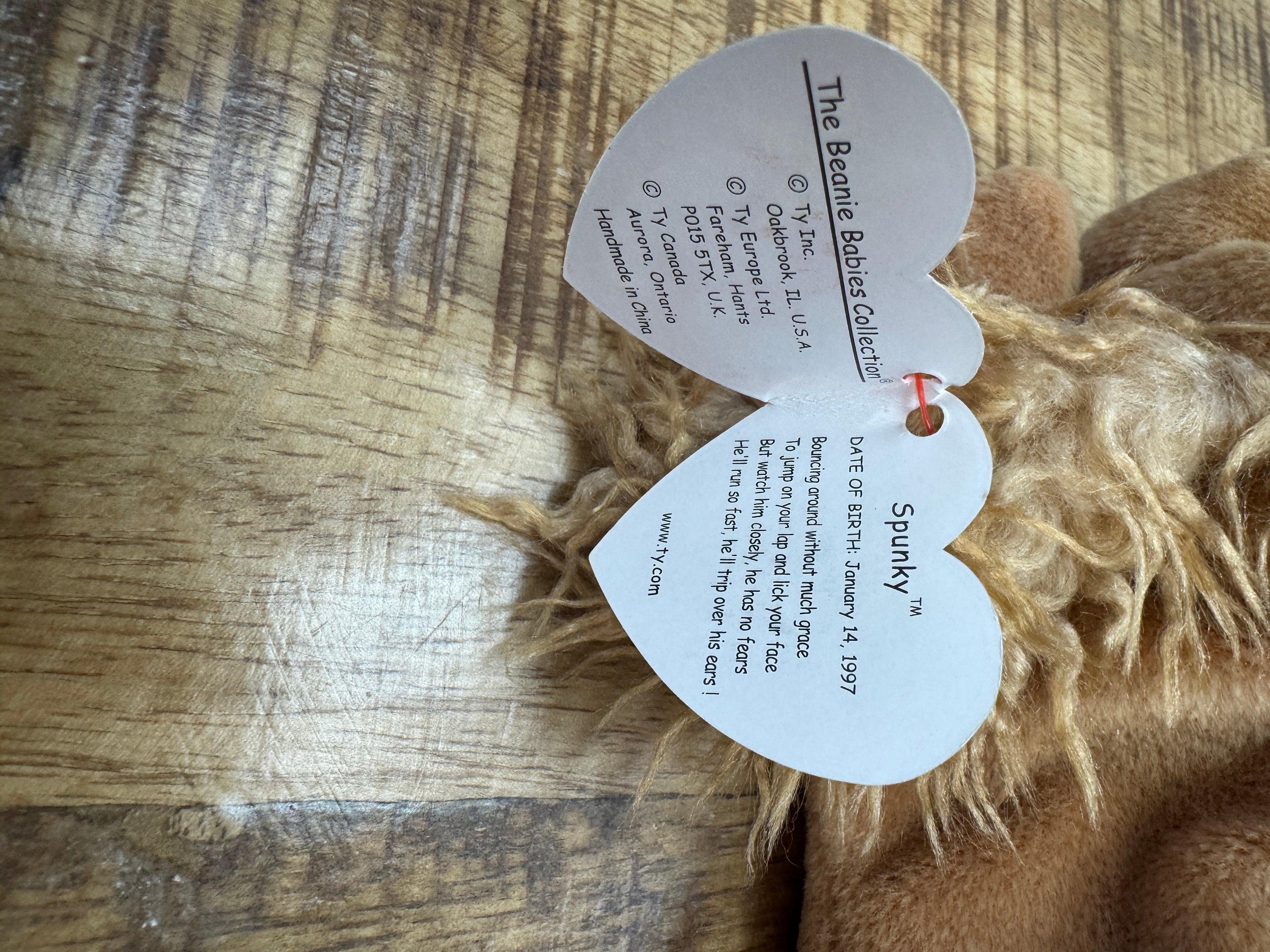 Ty Beanie Baby Spunky The Cocker Spaniel 1997 Retired With Tag Errors, Pellets