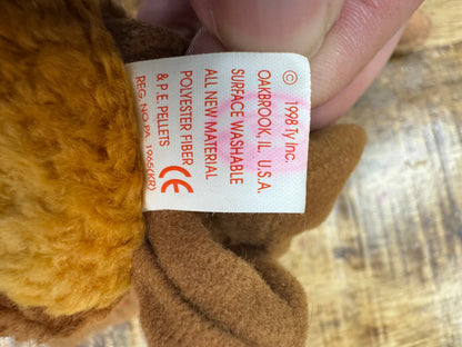 1998 Ty Beanie Baby Beak the Kiwi Bird Retired P.E. Pellets w/ Tag Errors