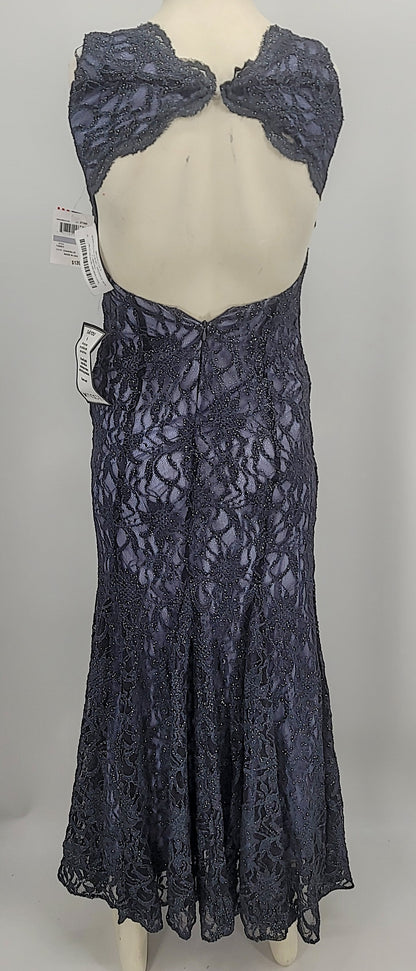Morgan &amp; Company Juniors Open-Back Glitter-Lace Gown