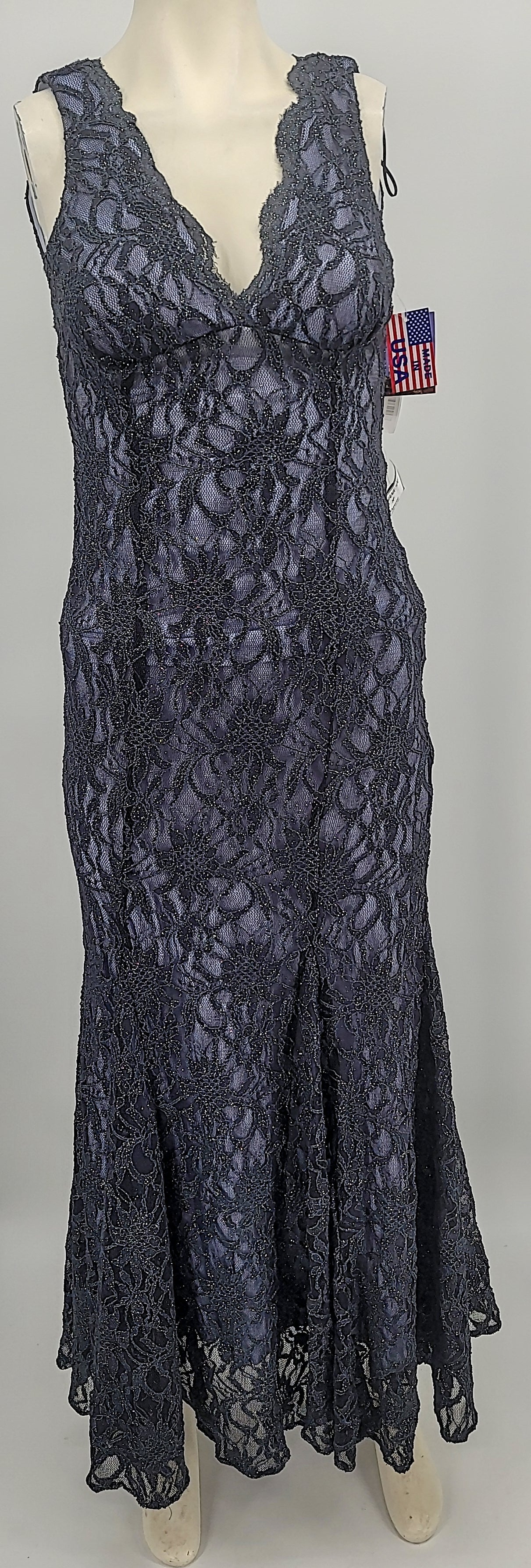 Morgan &amp; Company Juniors Open-Back Glitter-Lace Gown