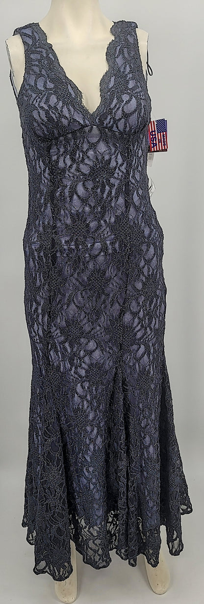 Morgan &amp; Company Juniors Open-Back Glitter-Lace Gown