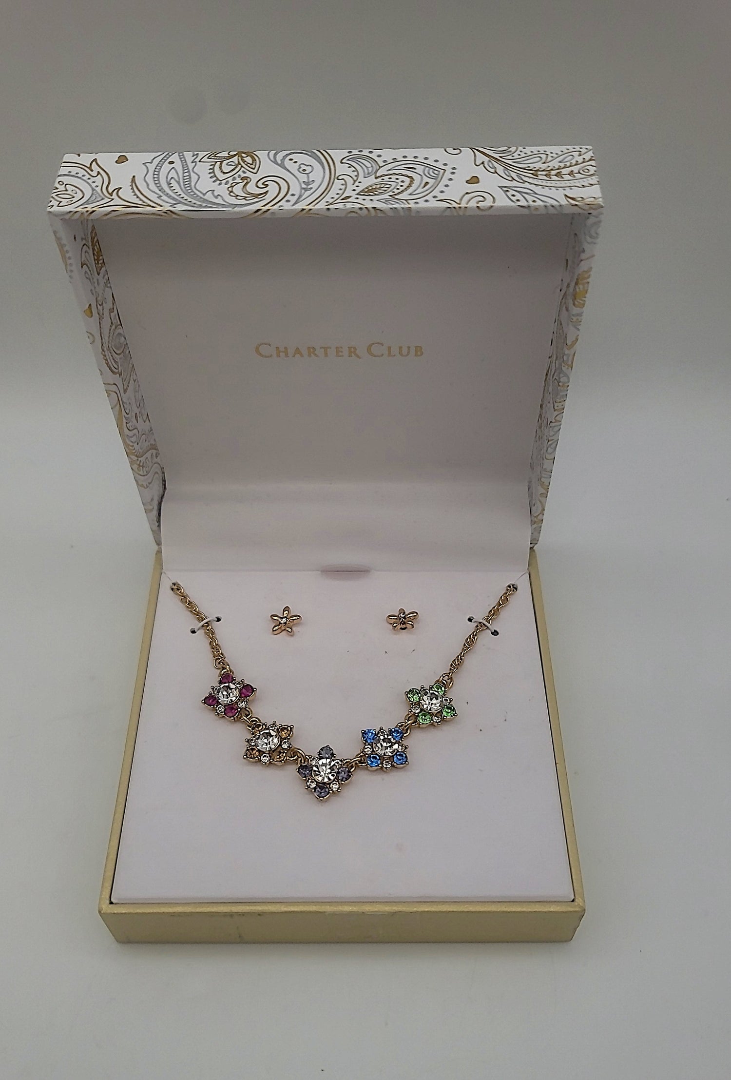 Charter Club Gold-Tone 2-PC. Set Crystal Mini-Cluster Statement