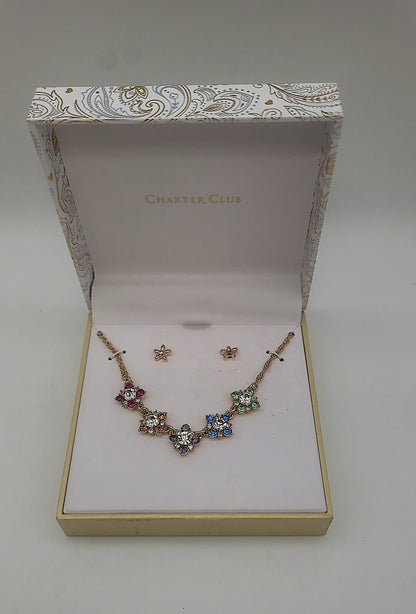 Charter Club Gold-Tone 2-PC. Set Crystal Mini-Cluster Statement