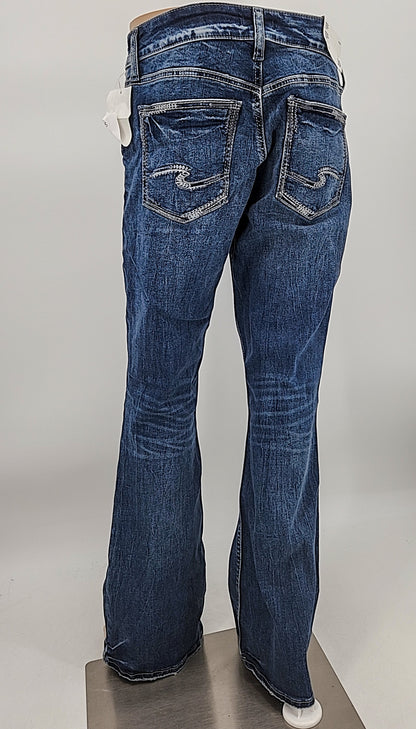Silver Jeans Co. Suki Curvy Mid Rise Thick Stitch Bootcut Jeans, Size 30x31