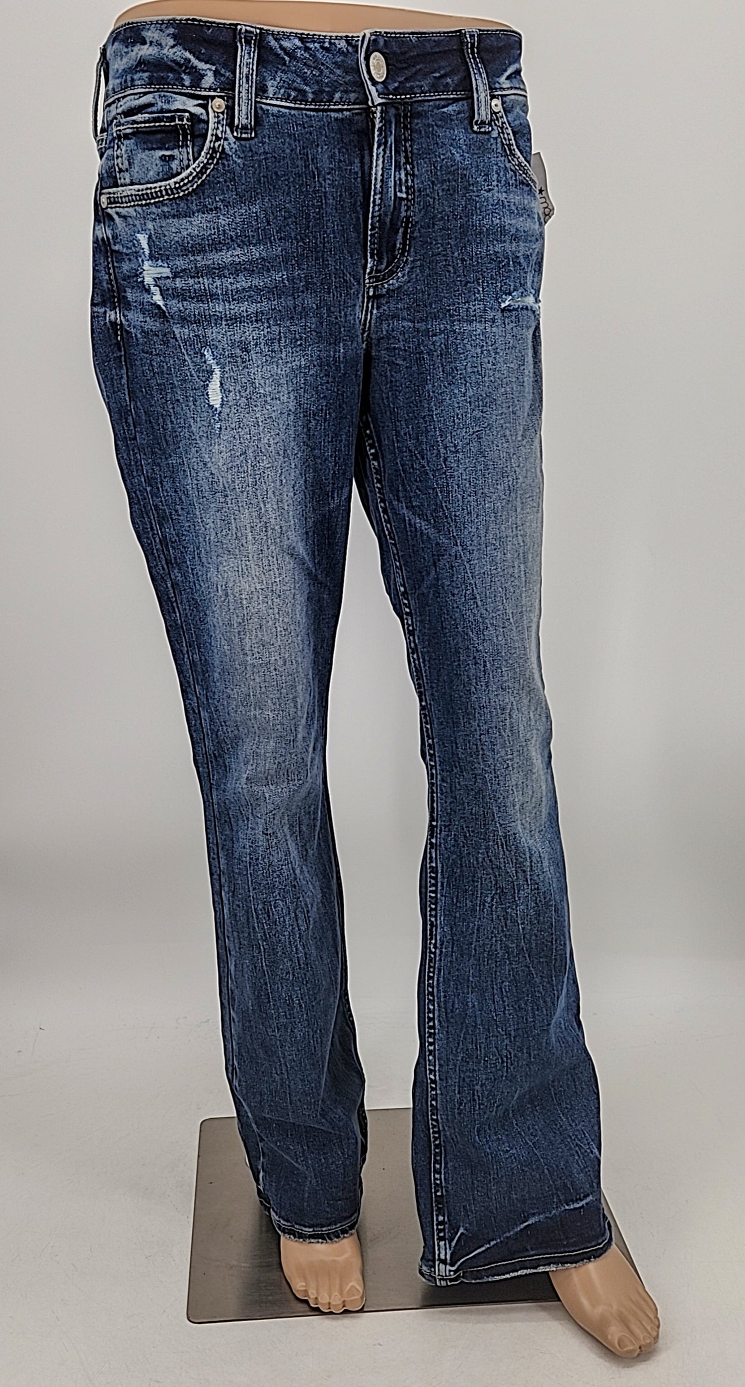Silver Jeans Co. Suki Curvy Mid Rise Thick Stitch Bootcut Jeans, Size 30x31