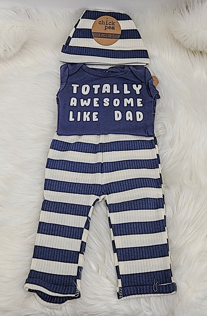 Chickpea Baby Boys 3-PC. Cotton Bodysuit, Pants &amp; Hat Set