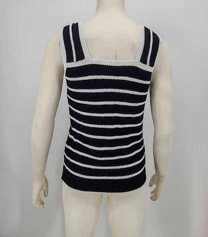 LOFT Women’s Black &amp; White Striped Lightweight Sweater Top Size Medium