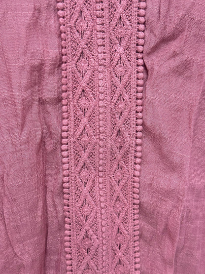 Style &amp; Co Lace-Yoke Handkerchief-Hem Top, Large