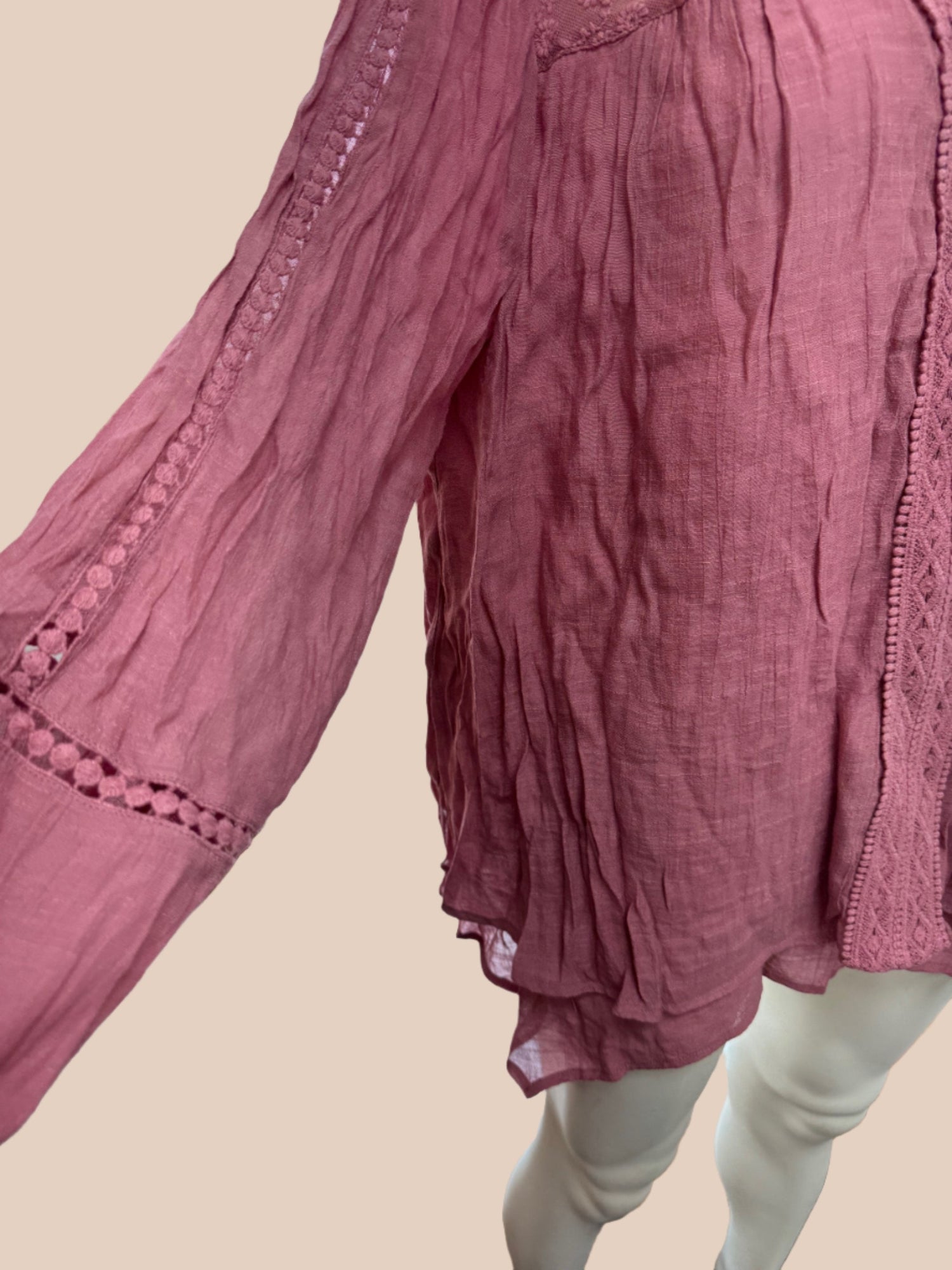 Style &amp; Co Lace-Yoke Handkerchief-Hem Top, Large