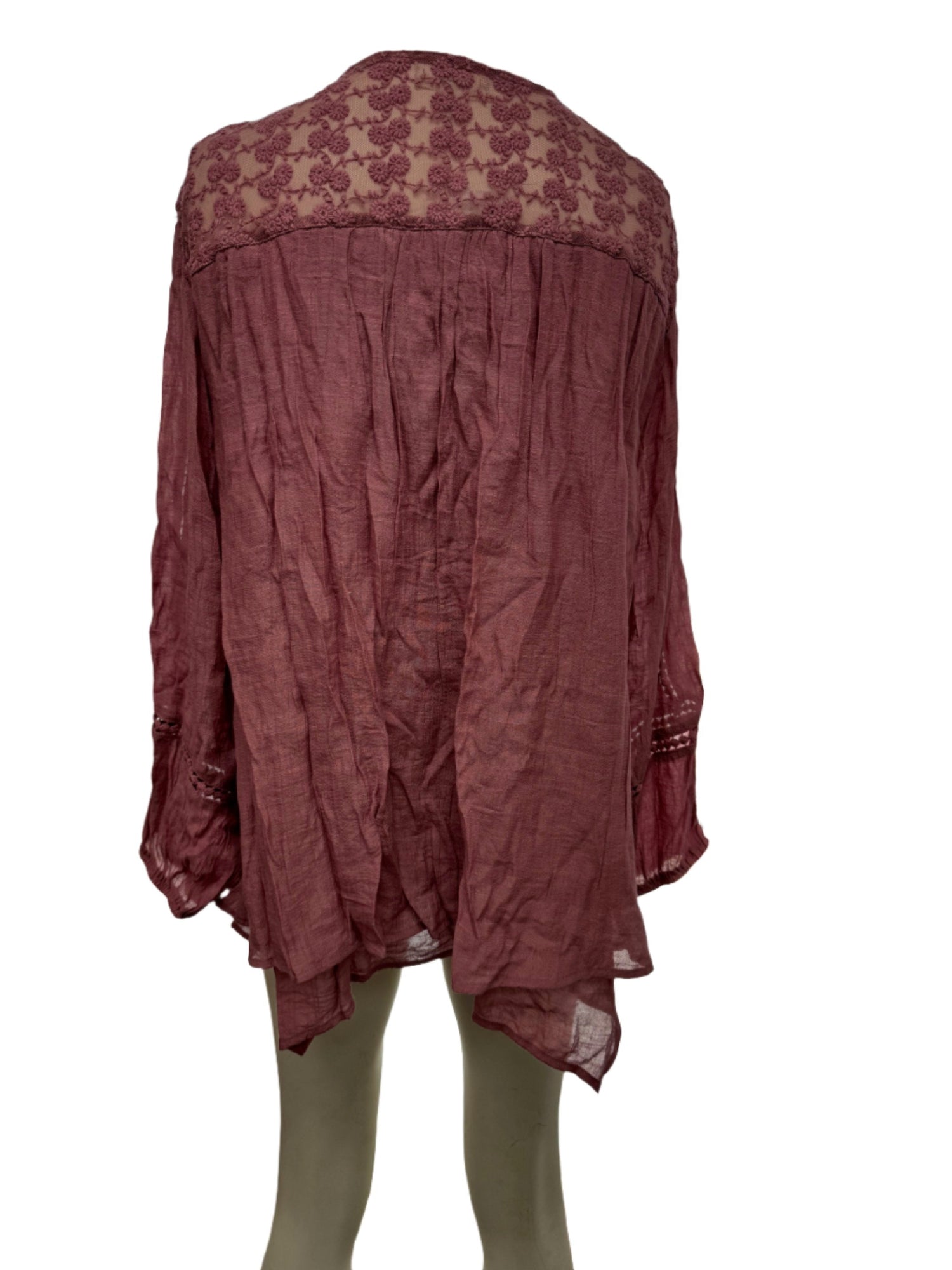 Style &amp; Co Lace-Yoke Handkerchief-Hem Top, Large