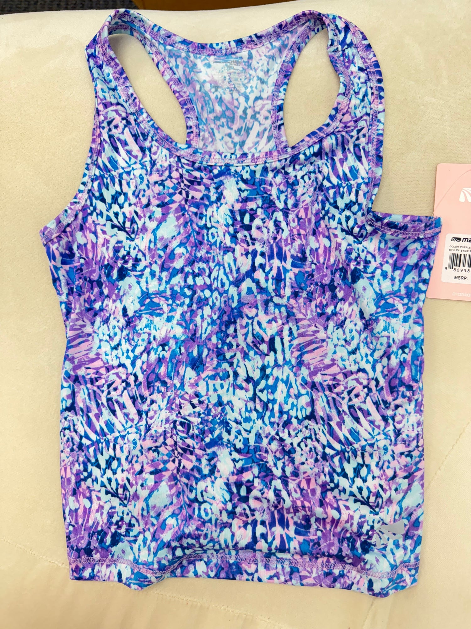 Marika girls little performance tank tie dye, Size 6X