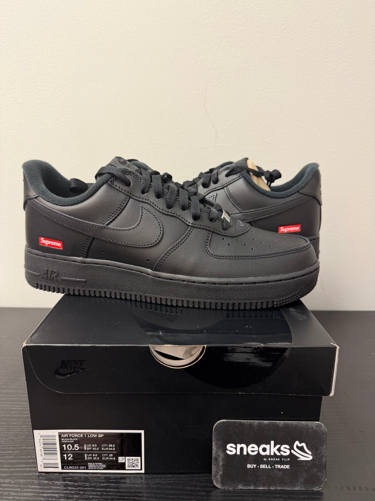 NEW Nike Air Force 1 Low Supreme Black CU9225-001