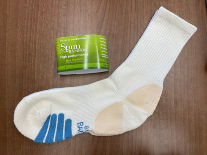 High Performance Crew Bamboo Viscose Socks – Natural with Blue Padding, 12-Pack