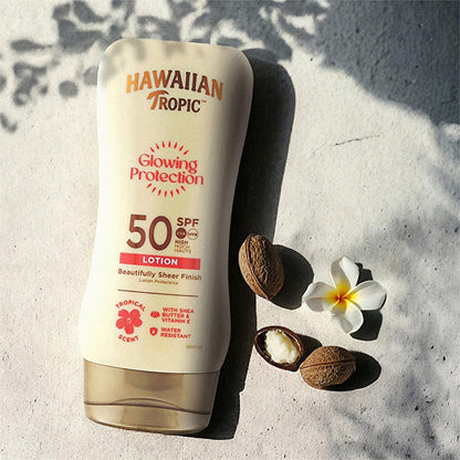 Hawaiian Tropic Glowing Protection SPF 50 Sunscreen Lotion - UVA/UVB, Vegan &amp; Cruelty-Free, Moisturizing - 6.09 fl oz