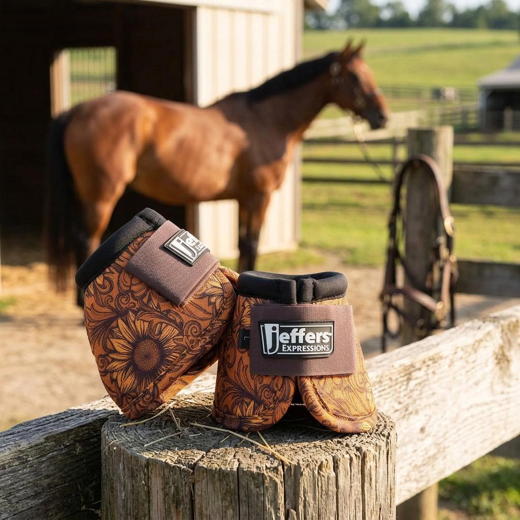 Jeffers Expression No-Turn Bell Boots for Horses, Pair, Nylon