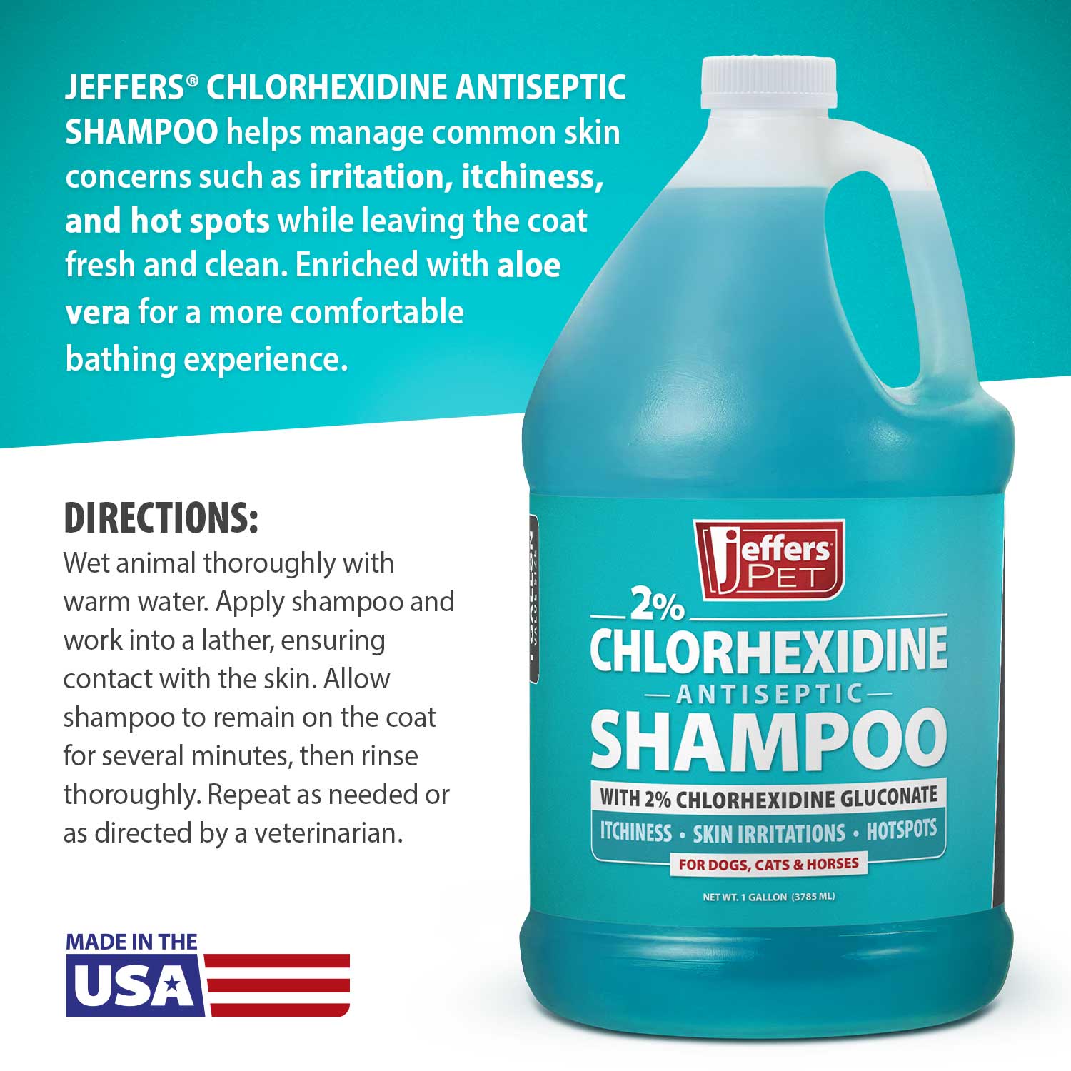 Jeffers Medicated 2% Chlorhexidine Shampoo for Dogs, Cats &amp; Horses