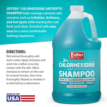 Jeffers Medicated 2% Chlorhexidine Shampoo for Dogs, Cats &amp; Horses