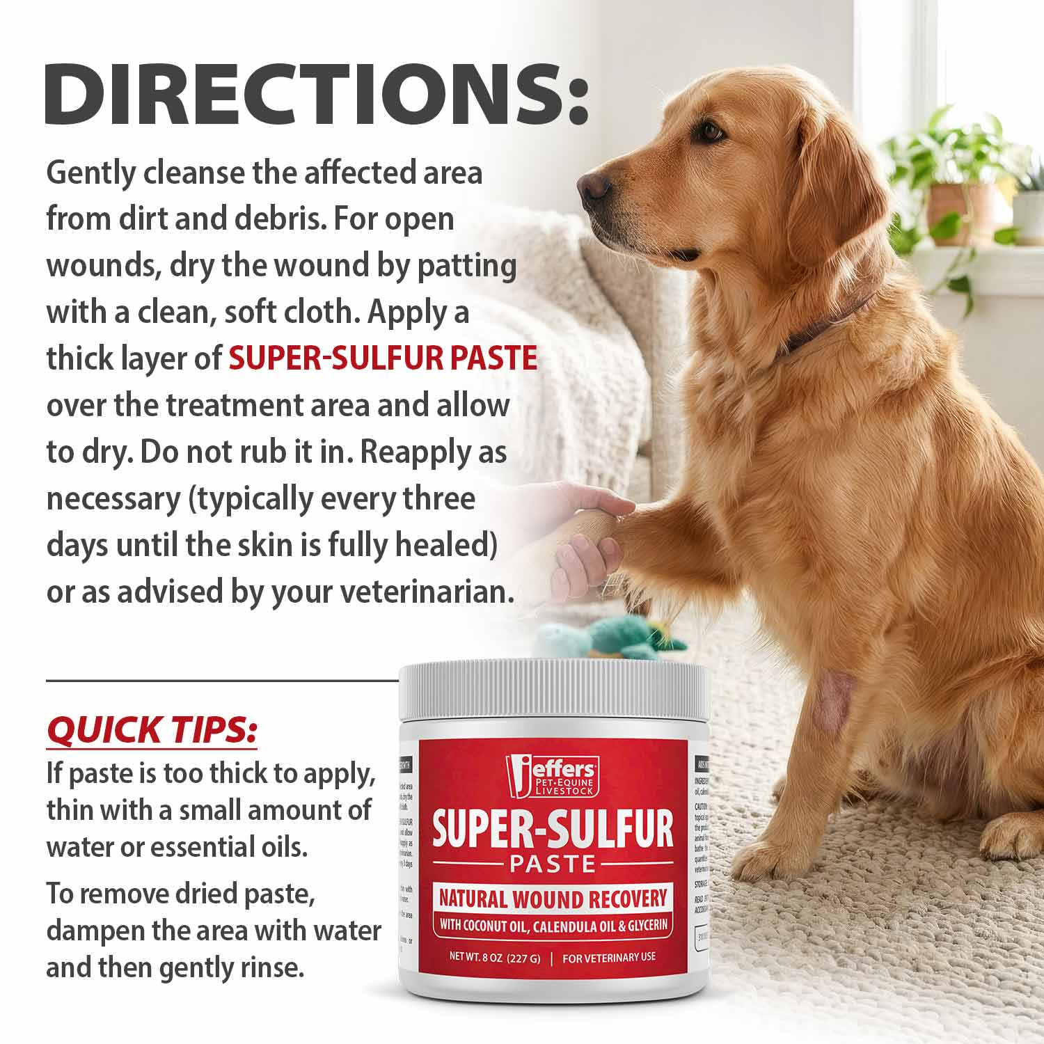 Jeffers Super-Sulfur Skin &amp; Wound Healing Paste for Pets, Horses, &amp; Livestock