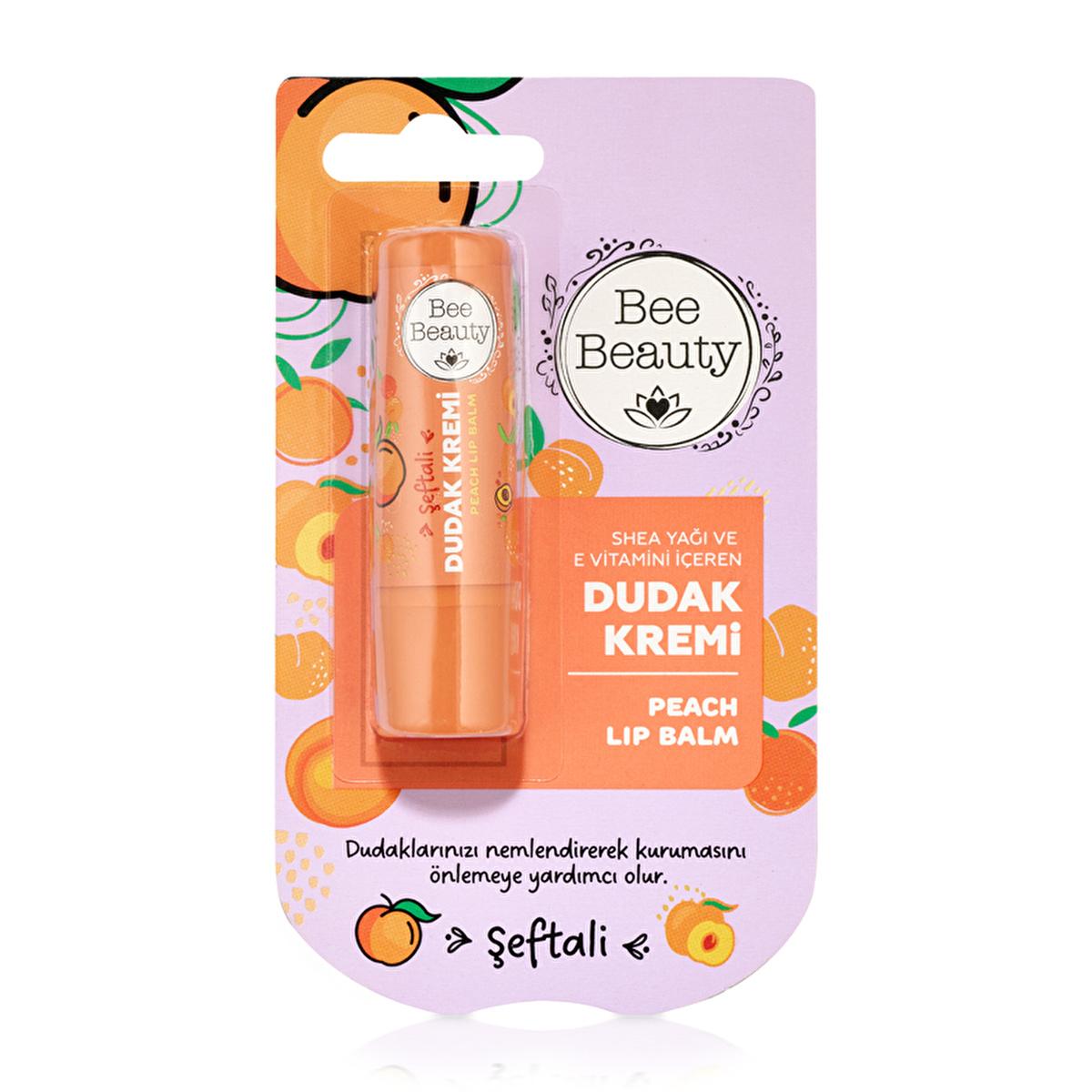 Bee Beauty Moisturizing Peach Lip Balm with Shea Butter &amp; Vitamin E - Hydrating Lip Care for Dry Lips