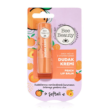 Bee Beauty Moisturizing Peach Lip Balm with Shea Butter &amp; Vitamin E - Hydrating Lip Care for Dry Lips
