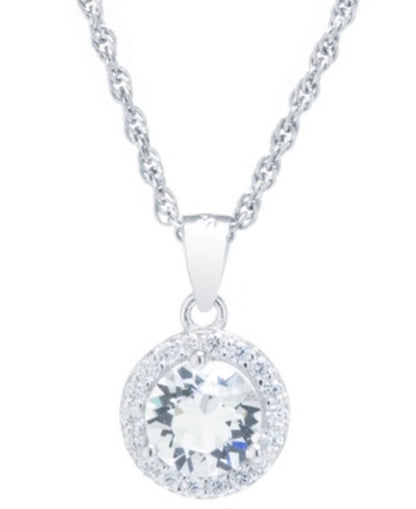 Giani Bernini Crystal and Cubic Zirconia Halo 18in Pendant Necklace