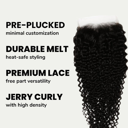Jerry Curl 4x4 Transparent Lace Human Hair Closure
