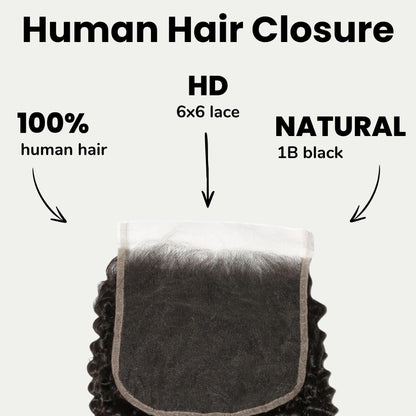 Jerry Curl 6x6 HD Lace Human Hair Closure