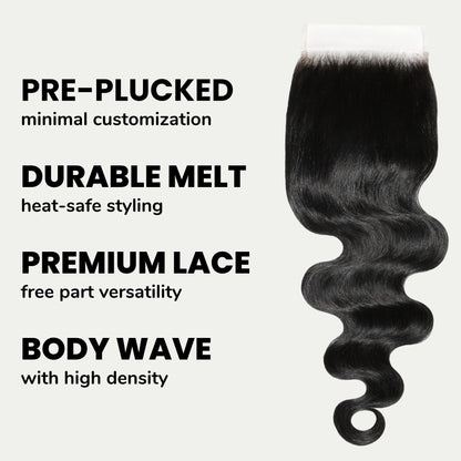 Jet Black Body Wave 5x5 HD Lace Human Hair Closure