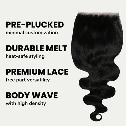 Jet Black Body Wave 6x6 HD Lace Human Hair Closure