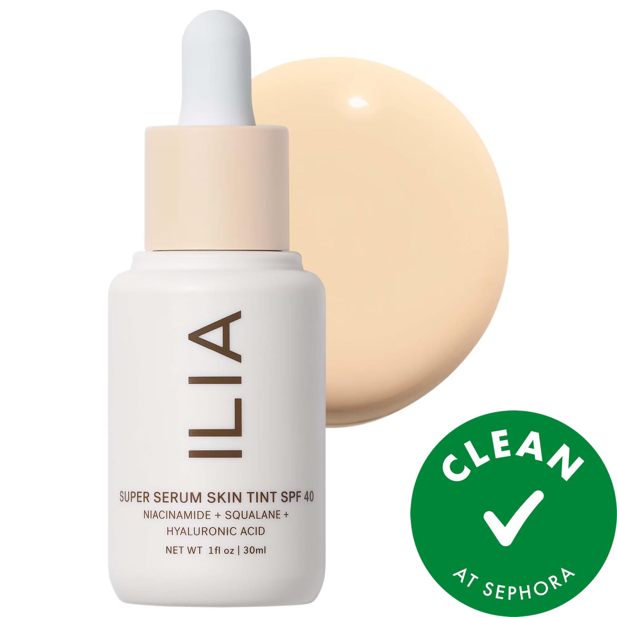 Ilia Super Serum Skin Tint SPF 40: Vegan Hyaluronic Acid &amp; Niacinamide Foundation for Dewy, Light Coverage &amp; Sun Protection