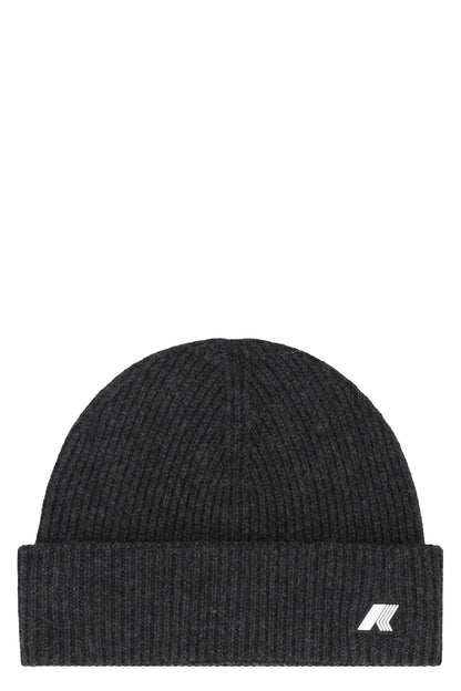 K-WAY Wool Knit Beanie with Turned-Up Brim - Men&