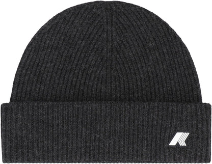 K-WAY Wool Knit Beanie with Turned-Up Brim - Men&