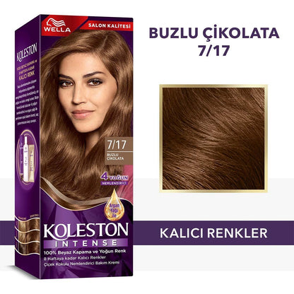 Wella Koleston Intense Icy Chocolate 7/17 Permanent Hair Dye: 100% Gray Coverage, Long Lasting Color, Argan Oil Infused for Intense Shine &amp; Health