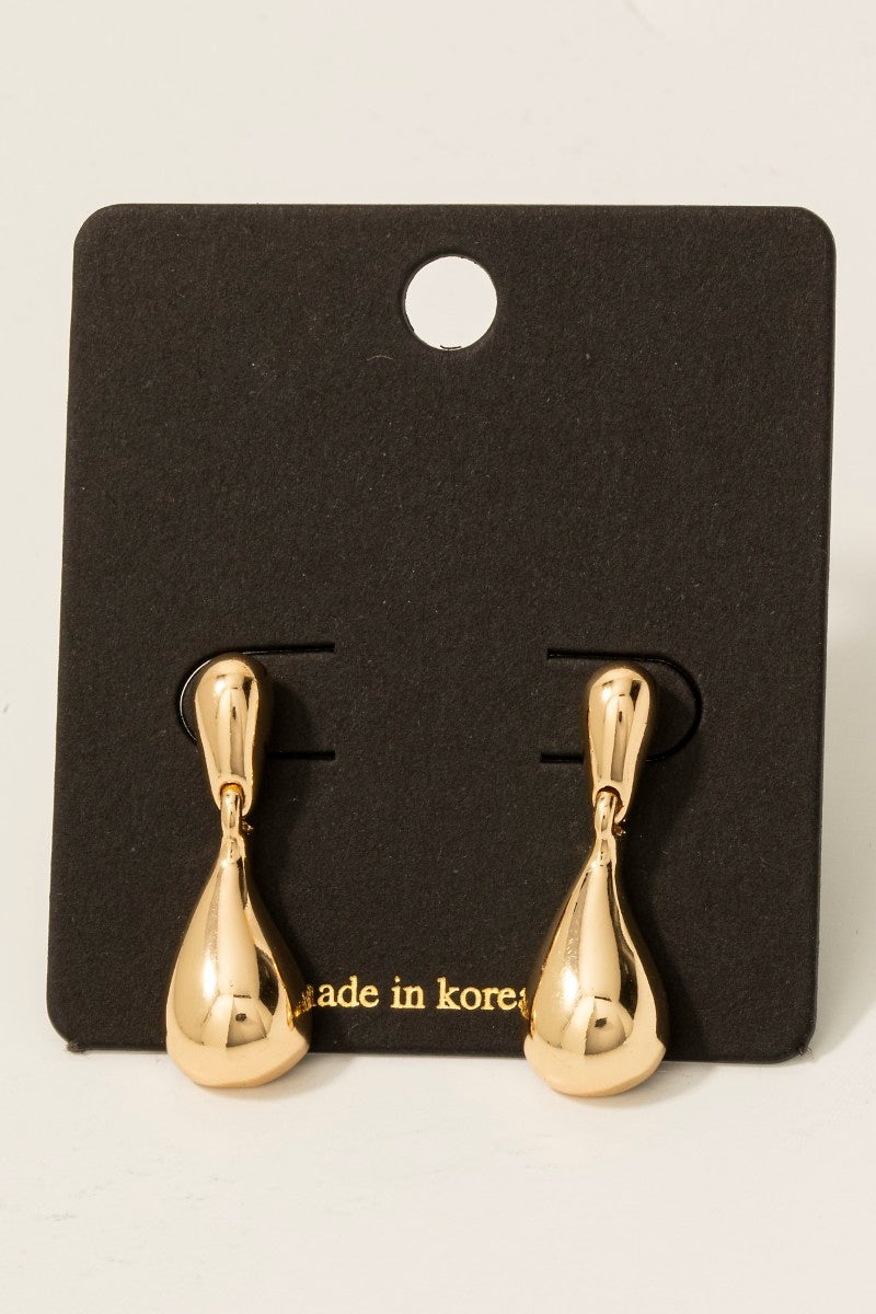 Dainty Double Metallic Tear Dangle Earrings