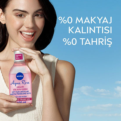 NIVEA Aqua Rose Micellar Makeup Remover - Gentle &amp; Effective Dual-Phase Formula (13.53 fl oz)
