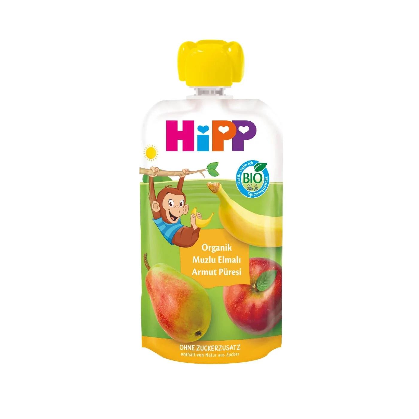 HiPP Organic Banana Apple &amp; Pear Fruit Puree for Babies 100g