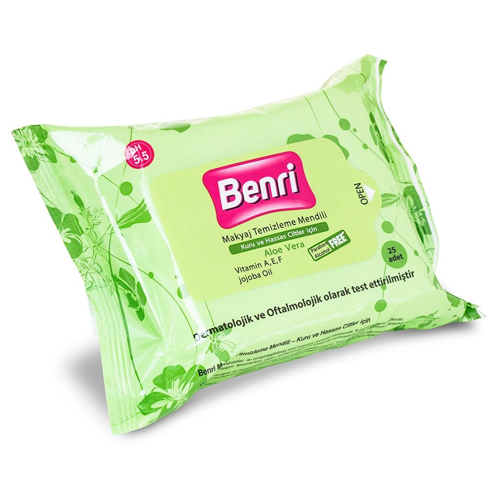 Benri Makeup Remover Wipes for Dry &amp; Sensitive Skin 25 Count