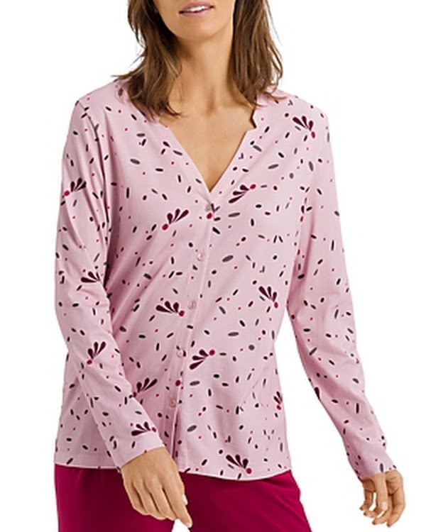HANRO Sleep and Lounge Button Front Knit Shirt, Size Medium