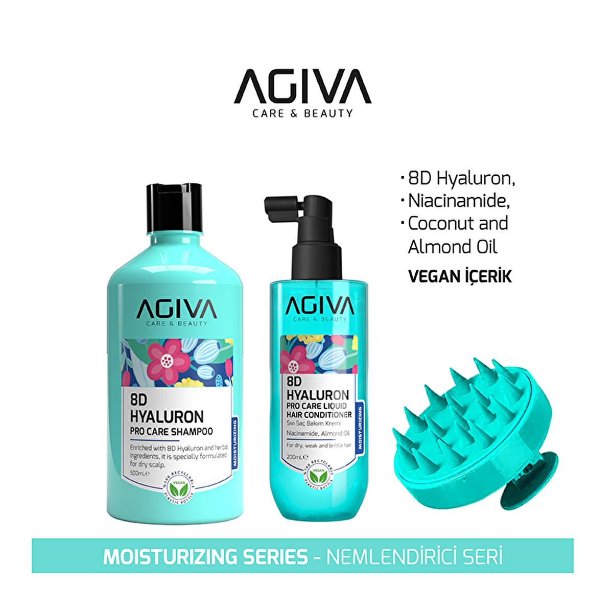 Agiva 8D Hyaluron Hair Care Set: Intense Hydration, Detangling Leave-In Conditioner - Dry &amp; Damaged Hair Repair