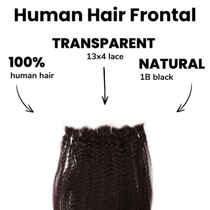 Kinky Straight 13x4 Transparent Lace Human Hair Frontal