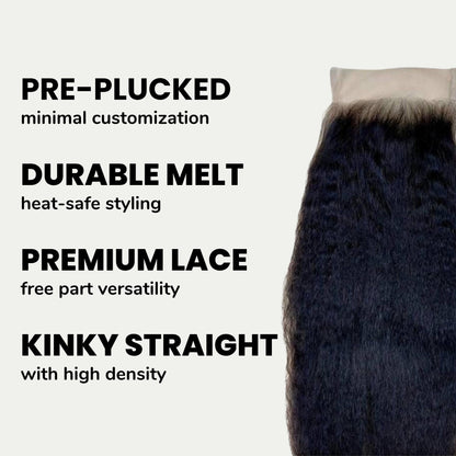 Kinky Straight 4x4 Transparent Lace Human Hair Closure
