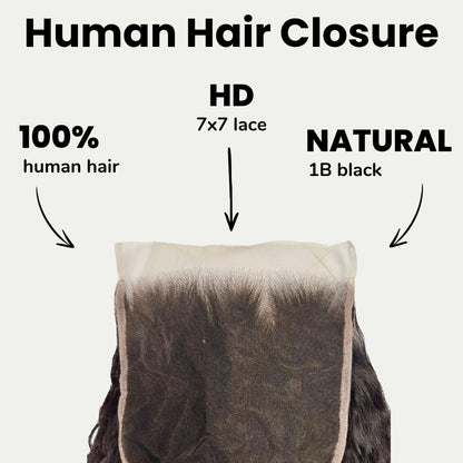 Kinky Straight 7x7 HD Lace Human Hair Closure
