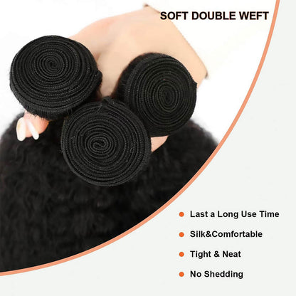 Kinky Straight Brazilian Virgin Hair Bundles Natural Texture &amp; Seamless Blend Natural Color 14-30 Inch - Stariahair