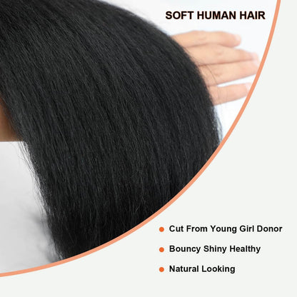 Kinky Straight Brazilian Virgin Hair Bundles Natural Texture &amp; Seamless Blend Natural Color 14-30 Inch - Stariahair