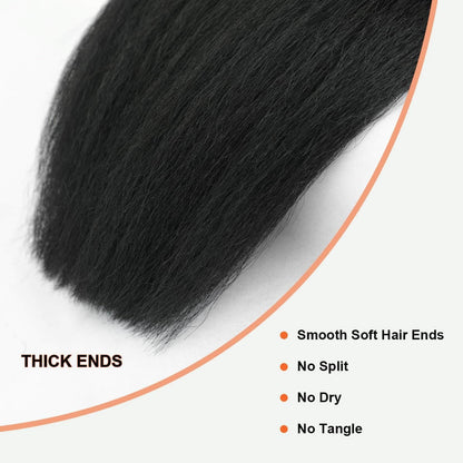 Kinky Straight Brazilian Virgin Hair Bundles Natural Texture &amp; Seamless Blend Natural Color 14-30 Inch - Stariahair