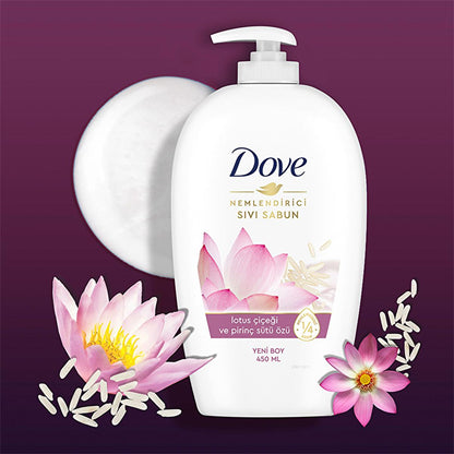 Dove Moisturizing Liquid Hand Soap with Lotus Flower &amp; Rice Milk Extract - Gentle, Dermatologically Tested, 15.22 fl oz