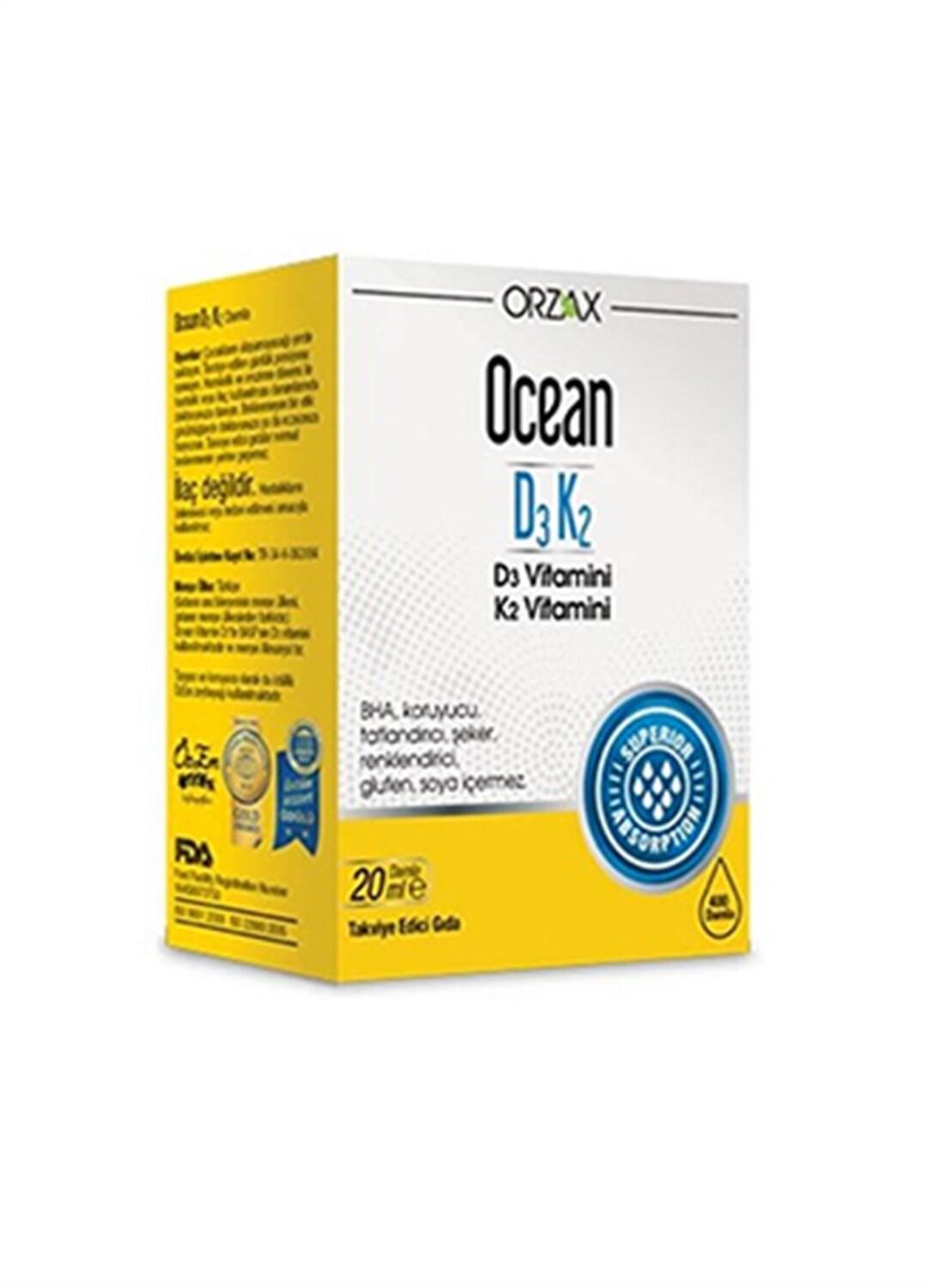 Ocean D3K2 Vitamin D3 &amp; K2 Supplement for Adults - Liquid Drops for Bone &amp; Immune Health
