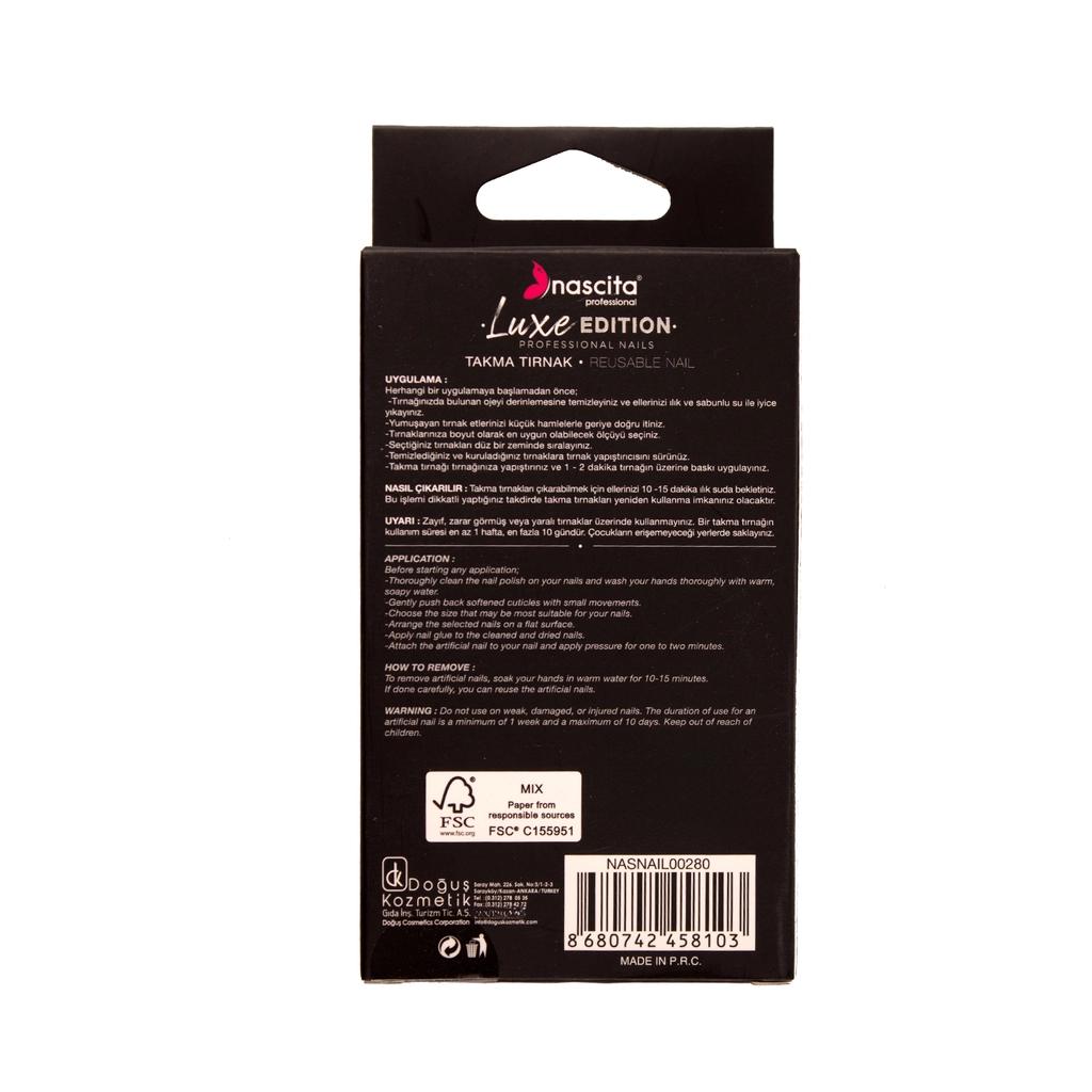 Nascita Luxe Edition Almond False Nails Black &amp; White S280 24-Pack