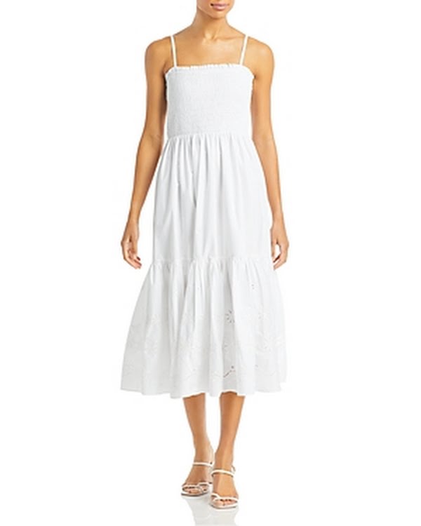 Aqua Sleeveless Smocked Eyelet Dress, Size Small